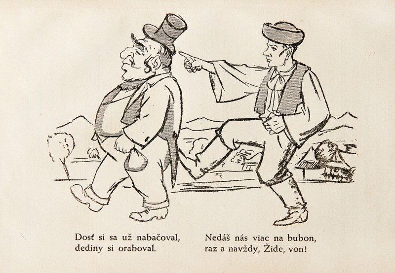 Neznámy autor - Protižidovská karikatúra z publikácie: Ctibor Pokorný - Židovstvo na Slovensku, 1940, Univerzitná knižnica v Bratislave