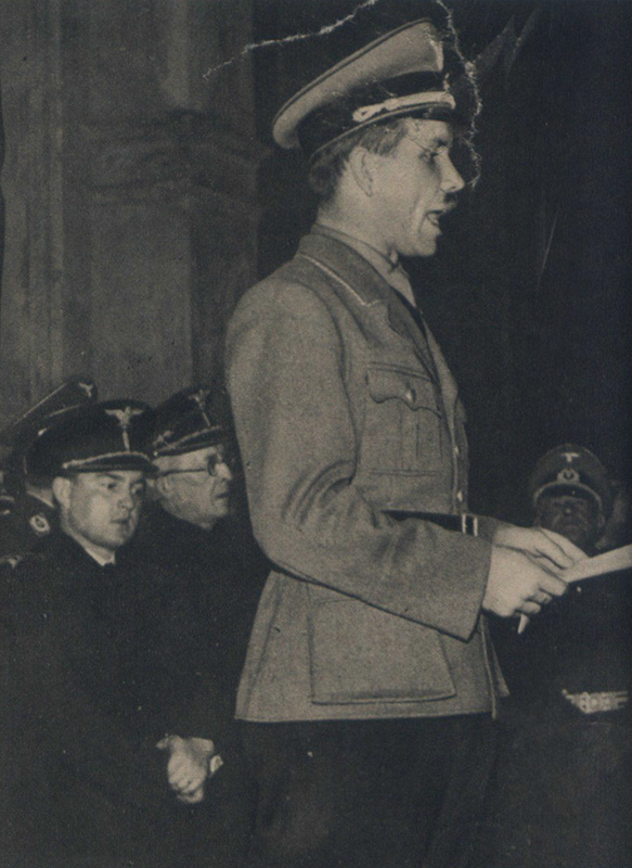 State Secretary Ing. Franz Karmasin during his speech on the balcony of the Slovak National Theatre on the eve of the Führer's birthday, 19 April - Photography from the New World Magazine, 27.4.1940, University Library in Bratislava